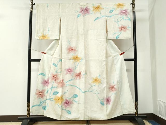 平和屋着物●訪問着　総絞り　枝花文　正絹　逸品　CABI2968yc