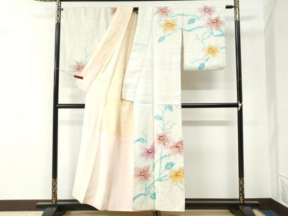 平和屋着物●訪問着　総絞り　枝花文　正絹　逸品　CABI2968yc