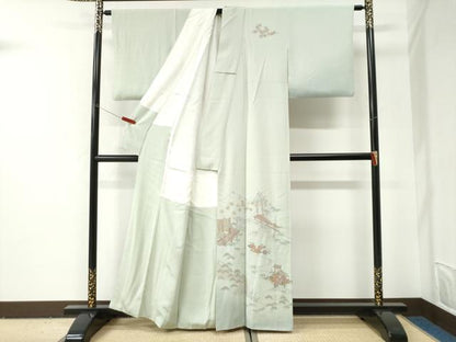 平和屋着物●中国三大刺繍　スワトウ刺繍　総刺繍　訪問着　枯山水　雲取り籬草花文　正絹　逸品　CABI2969yc
