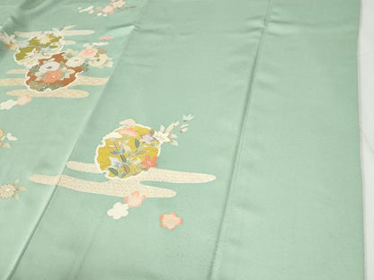 平和屋着物●訪問着　駒刺繍　エ霞雪輪吉祥花文　金彩　三越扱い　正絹　逸品　CABI2970yc