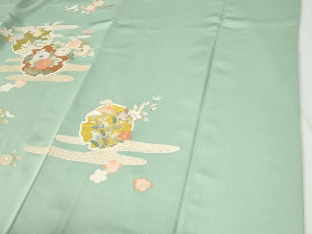 平和屋着物●訪問着　駒刺繍　エ霞雪輪吉祥花文　金彩　三越扱い　正絹　逸品　CABI2970yc