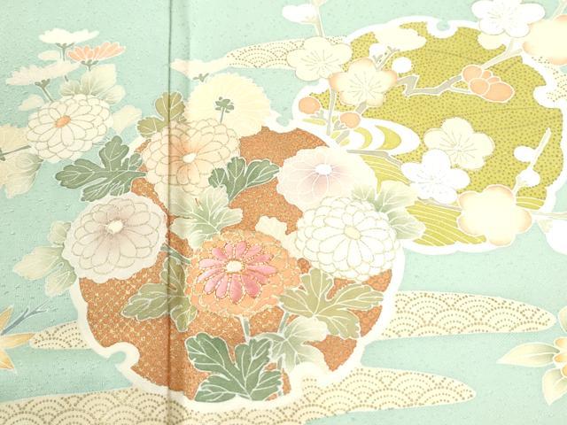 平和屋着物●訪問着　駒刺繍　エ霞雪輪吉祥花文　金彩　三越扱い　正絹　逸品　CABI2970yc