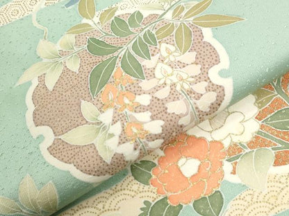 平和屋着物●訪問着　駒刺繍　エ霞雪輪吉祥花文　金彩　三越扱い　正絹　逸品　CABI2970yc