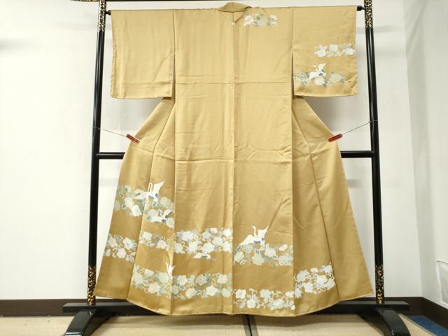 平和屋着物●訪問着　刺繍　飛鶴花唐草文　正絹　逸品　未使用　CABI2972yc