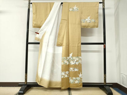 平和屋着物●訪問着　刺繍　飛鶴花唐草文　正絹　逸品　未使用　CABI2972yc