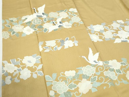 平和屋着物●訪問着　刺繍　飛鶴花唐草文　正絹　逸品　未使用　CABI2972yc