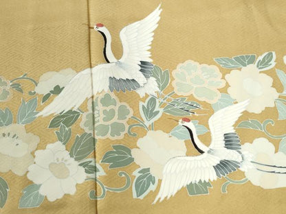 平和屋着物●訪問着　刺繍　飛鶴花唐草文　正絹　逸品　未使用　CABI2972yc