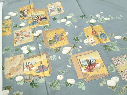 平和屋着物●豪華色留袖　作家物　駒刺繍　色紙重ね万寿菊人物文　金彩　正絹　逸品　未使用　CABI2973yc