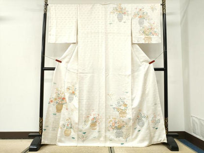 平和屋着物●訪問着　刺繍　花籠文　金彩　正絹　逸品　CABI2976yc