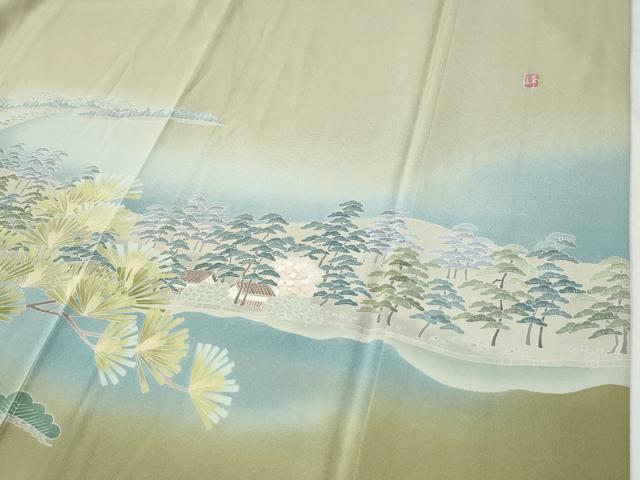 平和屋着物●豪華色留袖　友禅　作家物　浜松風景文　暈し染め　正絹　逸品　CABI2979yc