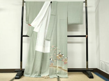 平和屋着物●豪華色留袖　童子楽器花文　暈し染め　金彩　ロング丈　正絹　逸品　CABI2980yc