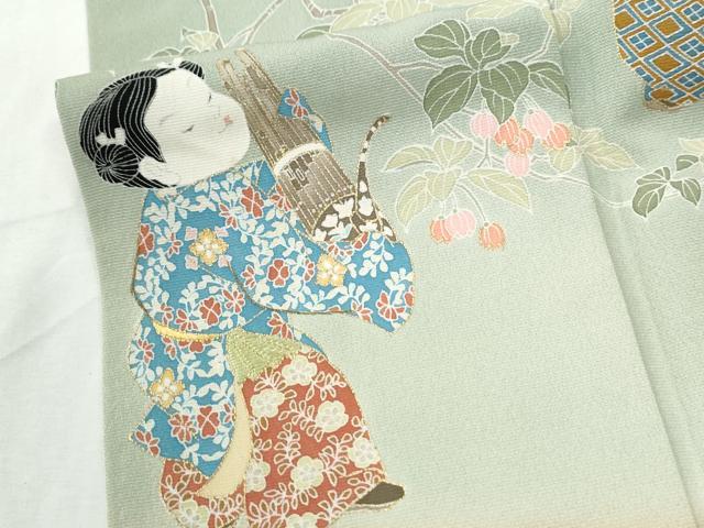 平和屋着物●豪華色留袖　童子楽器花文　暈し染め　金彩　ロング丈　正絹　逸品　CABI2980yc