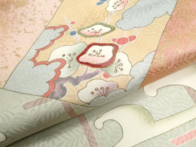 平和屋着物●訪問着　駒刺繍　立波草花文　金彩　正絹　逸品　CABI2981yc