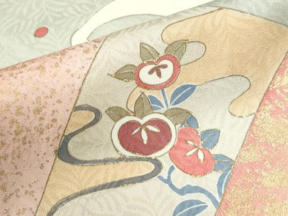 平和屋着物●訪問着　駒刺繍　立波草花文　金彩　正絹　逸品　CABI2981yc