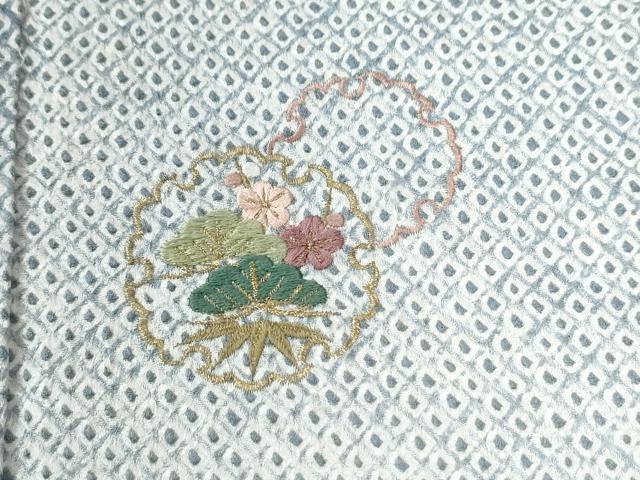 平和屋着物●訪問着　総絞り　総刺繍　雪輪松竹梅　暈し染め　正絹　逸品　CABI2984yc