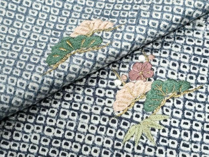 平和屋着物●訪問着　総絞り　総刺繍　雪輪松竹梅　暈し染め　正絹　逸品　CABI2984yc