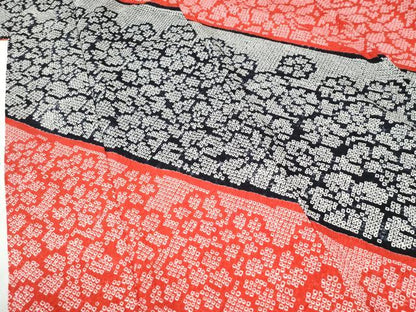 平和屋着物●訪問着　総絞り　舞花文　黒地　正絹　逸品　CABI2985yc