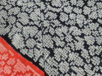 平和屋着物●訪問着　総絞り　舞花文　黒地　正絹　逸品　CABI2985yc
