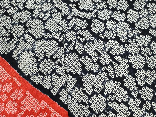 平和屋着物●訪問着　総絞り　舞花文　黒地　正絹　逸品　CABI2985yc