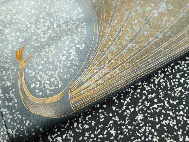 平和屋着物●訪問着　駒刺繍　孔雀　暈し染め　金通し地　正絹　逸品　CABI2989yc