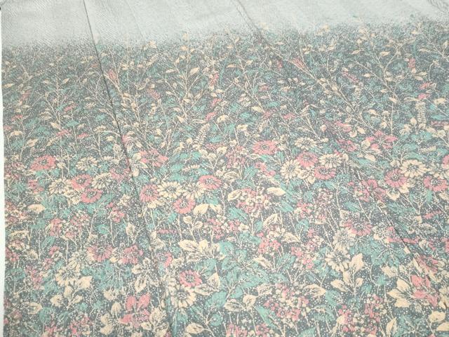 平和屋着物●訪問着　杢目絞り　草花文　暈し染め　正絹　逸品　CABI2990yc