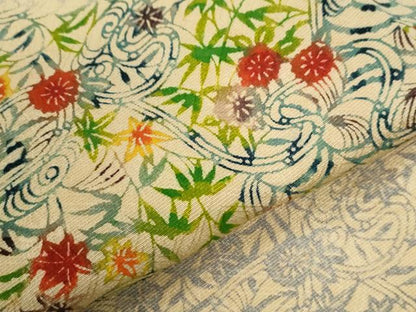 平和屋着物●訪問着　型染め　流水草花文　正絹　逸品　未使用　CABI2991yc