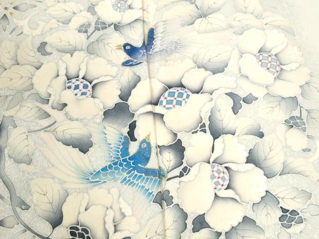 平和屋着物●鎌倉友禅　坂井教人　日本工芸会正会員　訪問着　刺繍　花鳥文　金銀彩　正絹　逸品　CABI2993yc