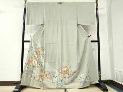 平和屋着物●豪華色留袖　駒刺繍　流水貝桶草花文　暈し染め　金彩　正絹　逸品　CABI2995yc