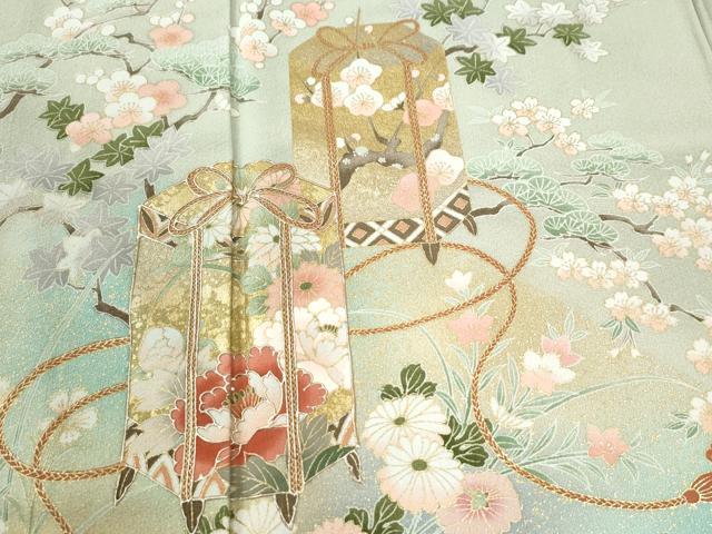 平和屋着物●豪華色留袖　駒刺繍　流水貝桶草花文　暈し染め　金彩　正絹　逸品　CABI2995yc