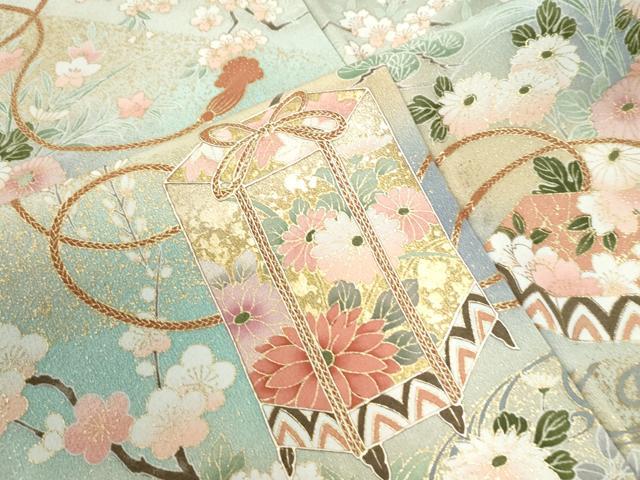 平和屋着物●豪華色留袖　駒刺繍　流水貝桶草花文　暈し染め　金彩　正絹　逸品　CABI2995yc