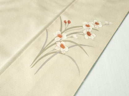 平和屋着物●訪問着　駒刺繍　牡丹花文　暈し染め　金銀彩　ロング丈　正絹　逸品　CABI2996yc