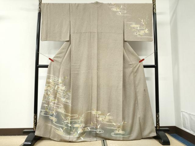平和屋着物●京友禅の第一人者　松井青々　訪問着　流水枝葉文　暈し染め　金彩　正絹　逸品　CABI2999yc