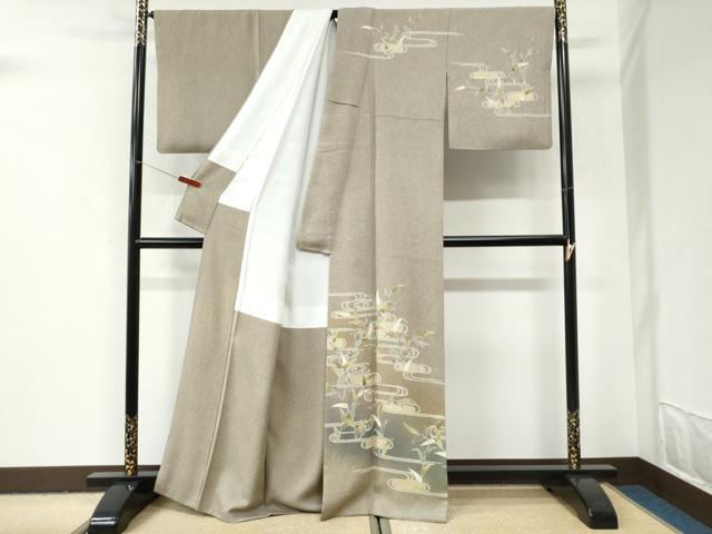 平和屋着物●京友禅の第一人者　松井青々　訪問着　流水枝葉文　暈し染め　金彩　正絹　逸品　CABI2999yc