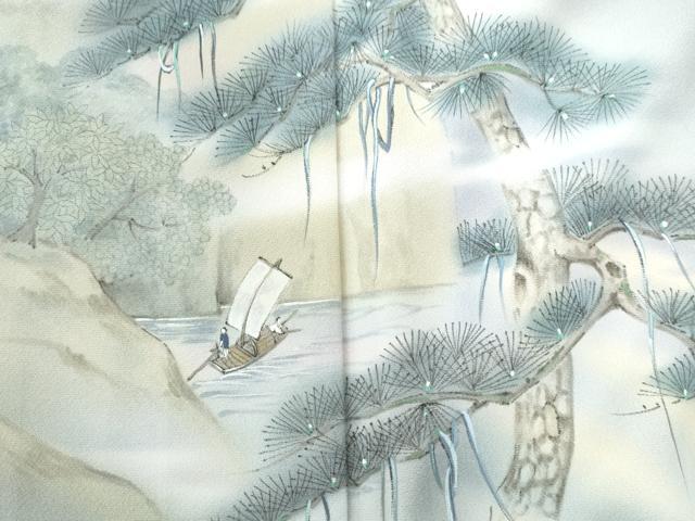 平和屋着物●訪問着　作家物　手描き　浜松人物舟文　暈し染め　正絹　逸品　未使用　CABI3000yc