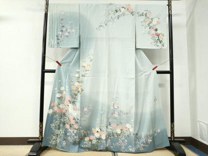 平和屋着物●高級染元　粋峰　林芳夫　京加賀友禅　訪問着　枝菊文　暈し染め　正絹　逸品　CABI3001yc