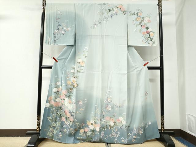 平和屋着物●高級染元　粋峰　林芳夫　京加賀友禅　訪問着　枝菊文　暈し染め　正絹　逸品　CABI3001yc