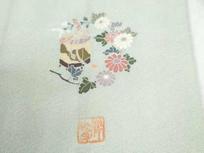 平和屋着物●高級染元　粋峰　林芳夫　京加賀友禅　訪問着　枝菊文　暈し染め　正絹　逸品　CABI3001yc