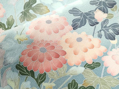 平和屋着物●高級染元　粋峰　林芳夫　京加賀友禅　訪問着　枝菊文　暈し染め　正絹　逸品　CABI3001yc