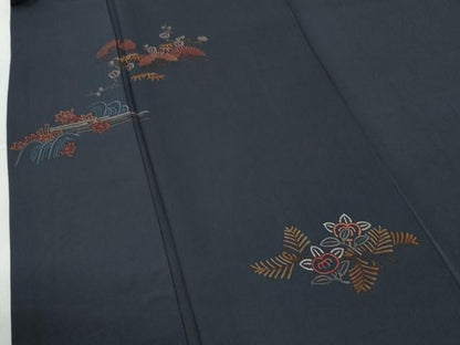 平和屋着物●訪問着　竜田川松竹梅橘文　正絹　逸品　CABI3003yc