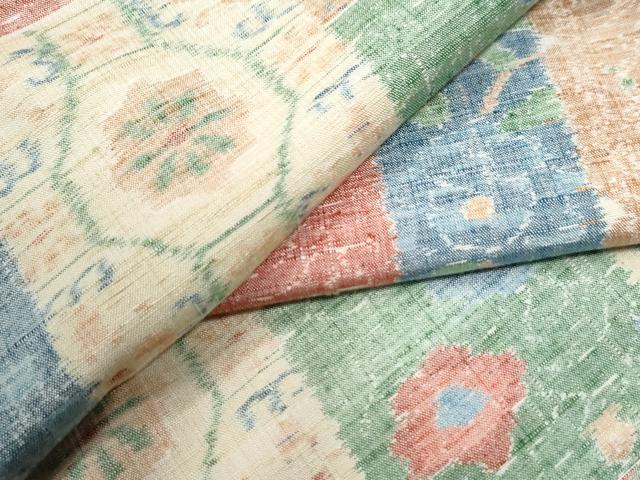 平和屋着物●上質な紬　色紙重ね花唐草文　正絹　逸品　未使用　CABI3005yc