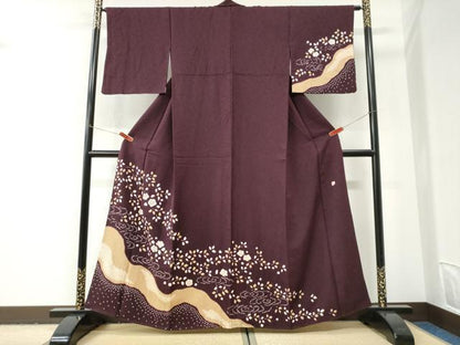 平和屋着物●訪問着　作家物　絞り　刺繍　流水舞花文　金彩　正絹　逸品　CABI3007yc
