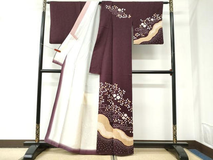 平和屋着物●訪問着　作家物　絞り　刺繍　流水舞花文　金彩　正絹　逸品　CABI3007yc