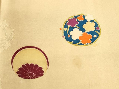 平和屋着物●訪問着　地紋起こし　雪輪松皮菱花丸文　金彩　正絹　逸品　CABI3008yc