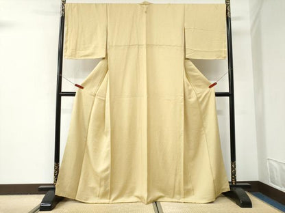 平和屋着物●上質な色無地　舞葉地紋　淡黄色　正絹　逸品　未使用　CABI3013yc