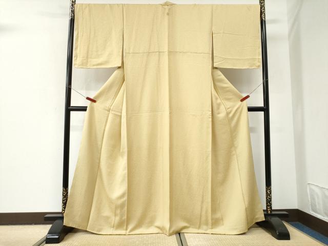 平和屋着物●上質な色無地　舞葉地紋　淡黄色　正絹　逸品　未使用　CABI3013yc