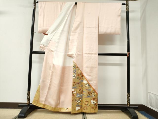 平和屋着物●豪華色留袖　駒刺繍　竜田川草花文　金彩　正絹　逸品　CABI3015yc