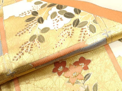 平和屋着物●豪華色留袖　駒刺繍　竜田川草花文　金彩　正絹　逸品　CABI3015yc