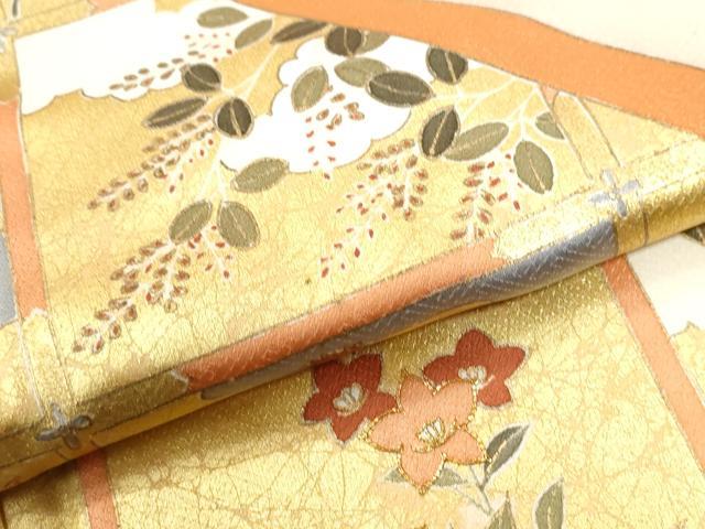平和屋着物●豪華色留袖　駒刺繍　竜田川草花文　金彩　正絹　逸品　CABI3015yc