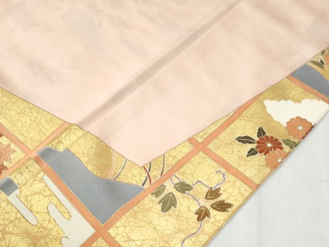 平和屋着物●豪華色留袖　駒刺繍　竜田川草花文　金彩　正絹　逸品　CABI3015yc