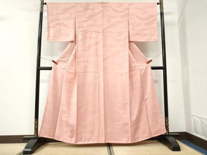 平和屋着物●上質な色無地　流水吉祥地紋　虹色　正絹　逸品　未使用　CABI3016yc
